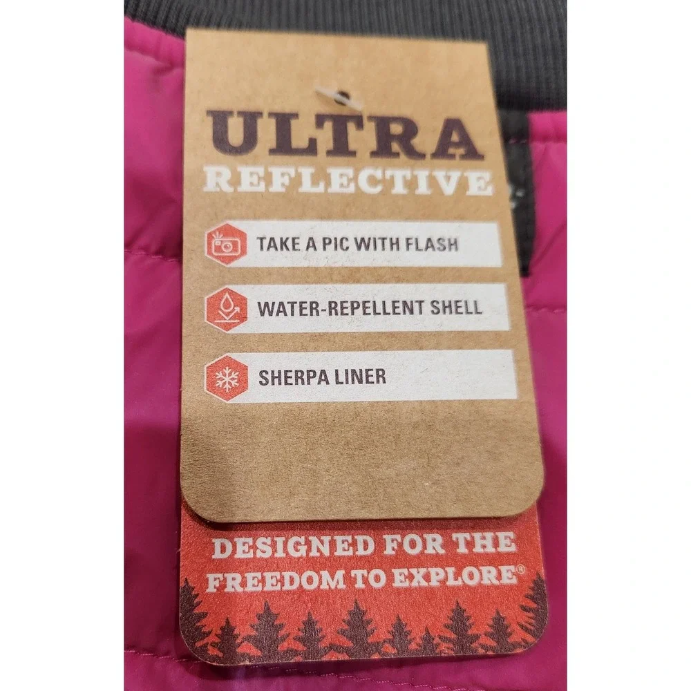 Arcadia Trail XXL Ultra Reflective Pink Dog Coat Sherpa Liner Water Repellent‎